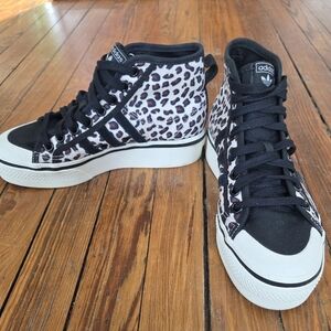 Adidas Women's Nizza Platform Mid Leopard Print Sneakers